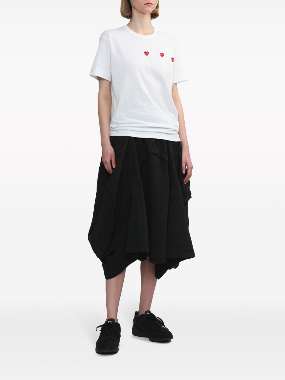 Comme des Garçons PLAY Triple Heart T-shirt Wit-thumbmail-6
