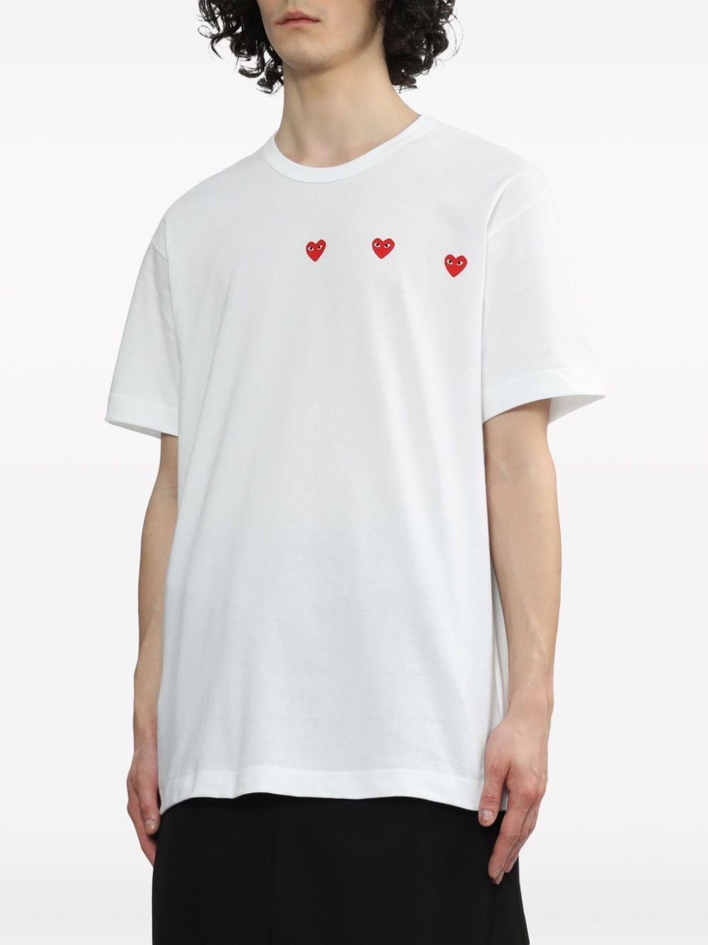 Comme des Garçons PLAY Triple Heart T-shirt Wit-thumbmail-7