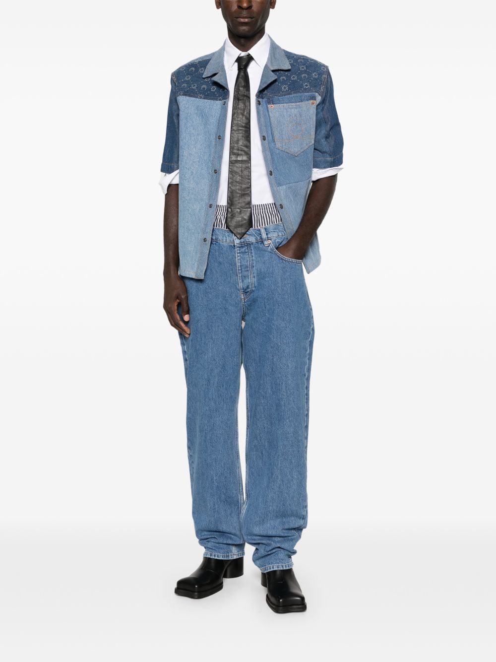 Marine Serre Moon Laser Denim Jeans Lichtblauw Jeans Marine Serre