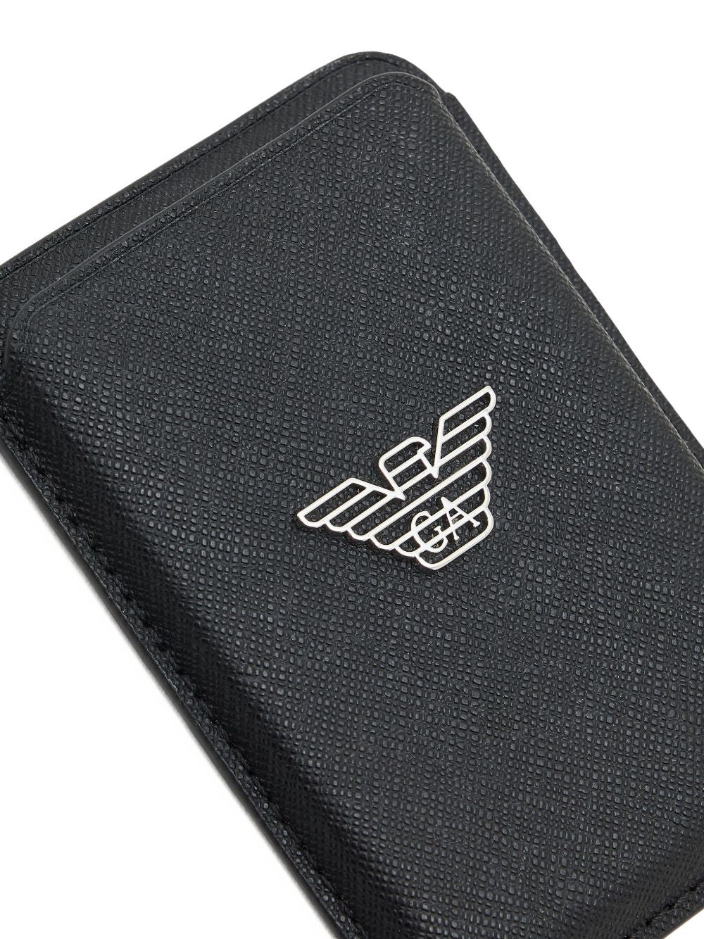 Emporio Armani ASV Gerecycled Saffiano Pashouder met Magneet Zwart Small Leather Goods Emporio Armani