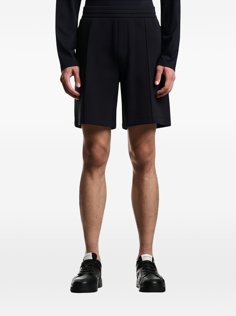 Emporio Armani Double-Jersey Bermuda Short met Ribbels Donkerblauw Short trousers Emporio Armani
