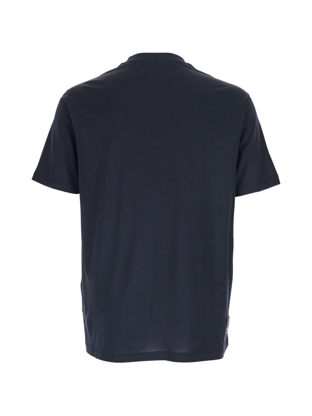 Emporio Armani Logo T-shirt in blauw - detail van geribde hals en logo