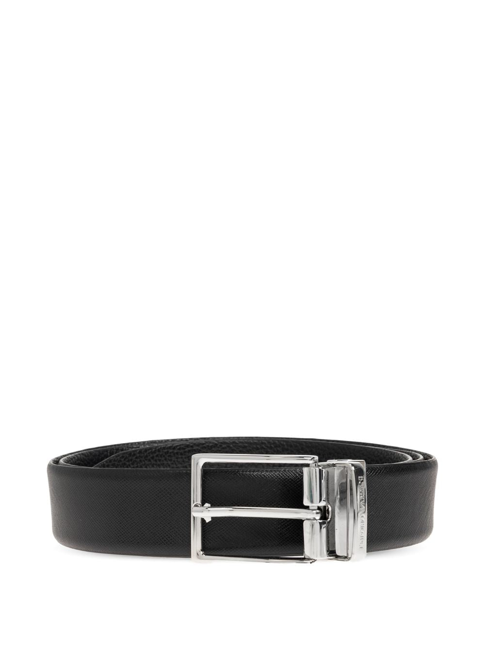 Emporio Armani Exclusive Leren Riem met Metalen Logogesp Zwart Belts EMPORIO ARMANI EXCLUSIVE