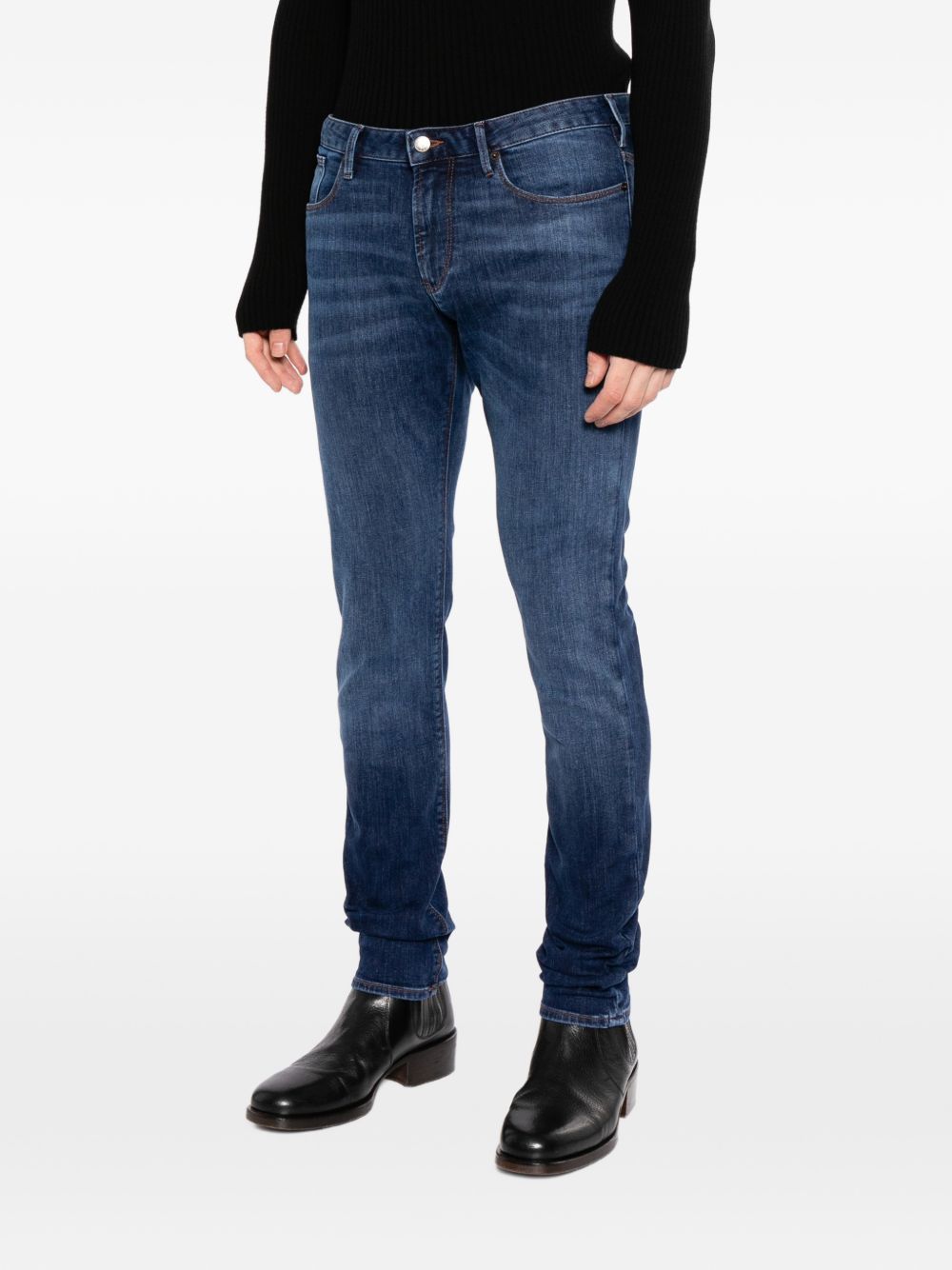 Emporio Armani 100% Katoen Regular Fit Denim Jeans Marineblauw Jeans Emporio Armani