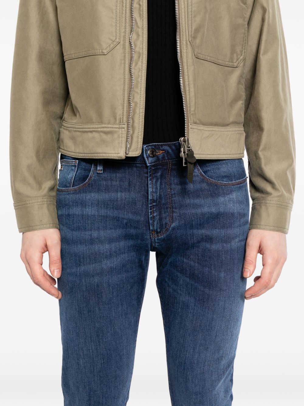 Emporio Armani 100% Katoen Regular Fit Denim Jeans Marineblauw Jeans Emporio Armani
