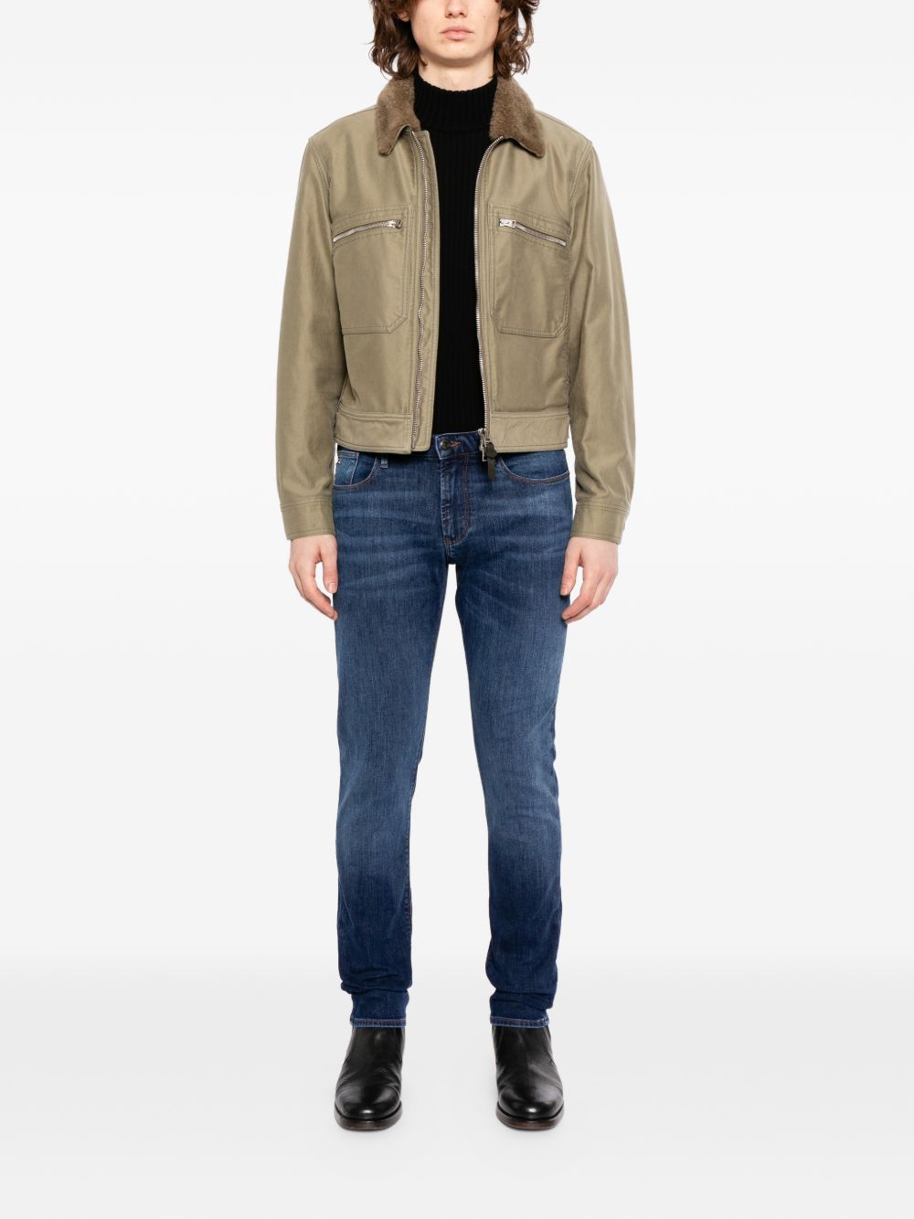Emporio Armani 100% Katoen Regular Fit Denim Jeans Marineblauw Jeans Emporio Armani