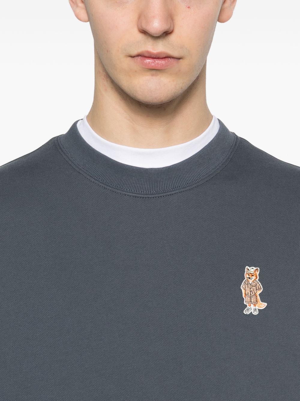 Maison Kitsuné Dressed Fox Comfort Sweatshirt Antraciet Topwear Maison Kitsuné