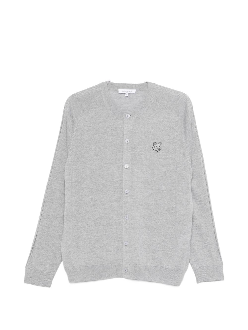 Maison Kitsuné Fox Head Wollen Cardigan Gemêleerd Grijs