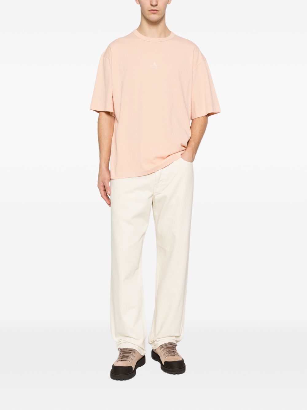 Stone Island Denim Research Loose Fit Katoenen Jeans Ivory Jeans Stone Island
