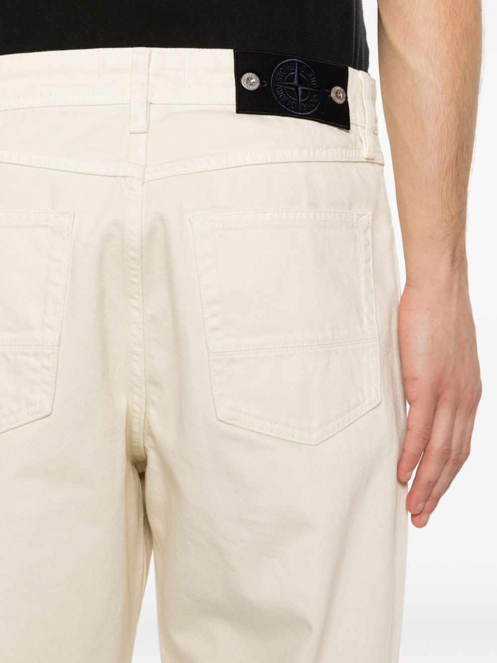 Stone Island Denim Research Loose Fit Katoenen Jeans Ivory Jeans Stone Island