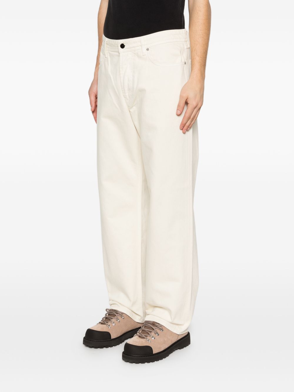 Stone Island Denim Research Loose Fit Katoenen Jeans Ivory Jeans Stone Island