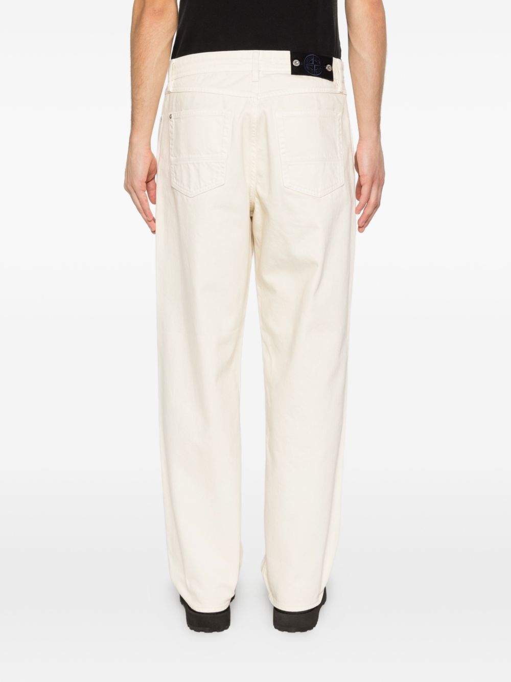 Stone Island Denim Research Loose Fit Katoenen Jeans Ivory Jeans Stone Island