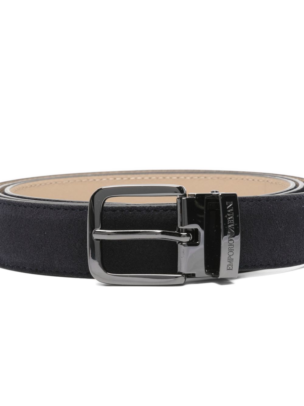 Emporio Armani Exclusive Suède Riem met Logogesp Marineblauw Belts EMPORIO ARMANI EXCLUSIVE