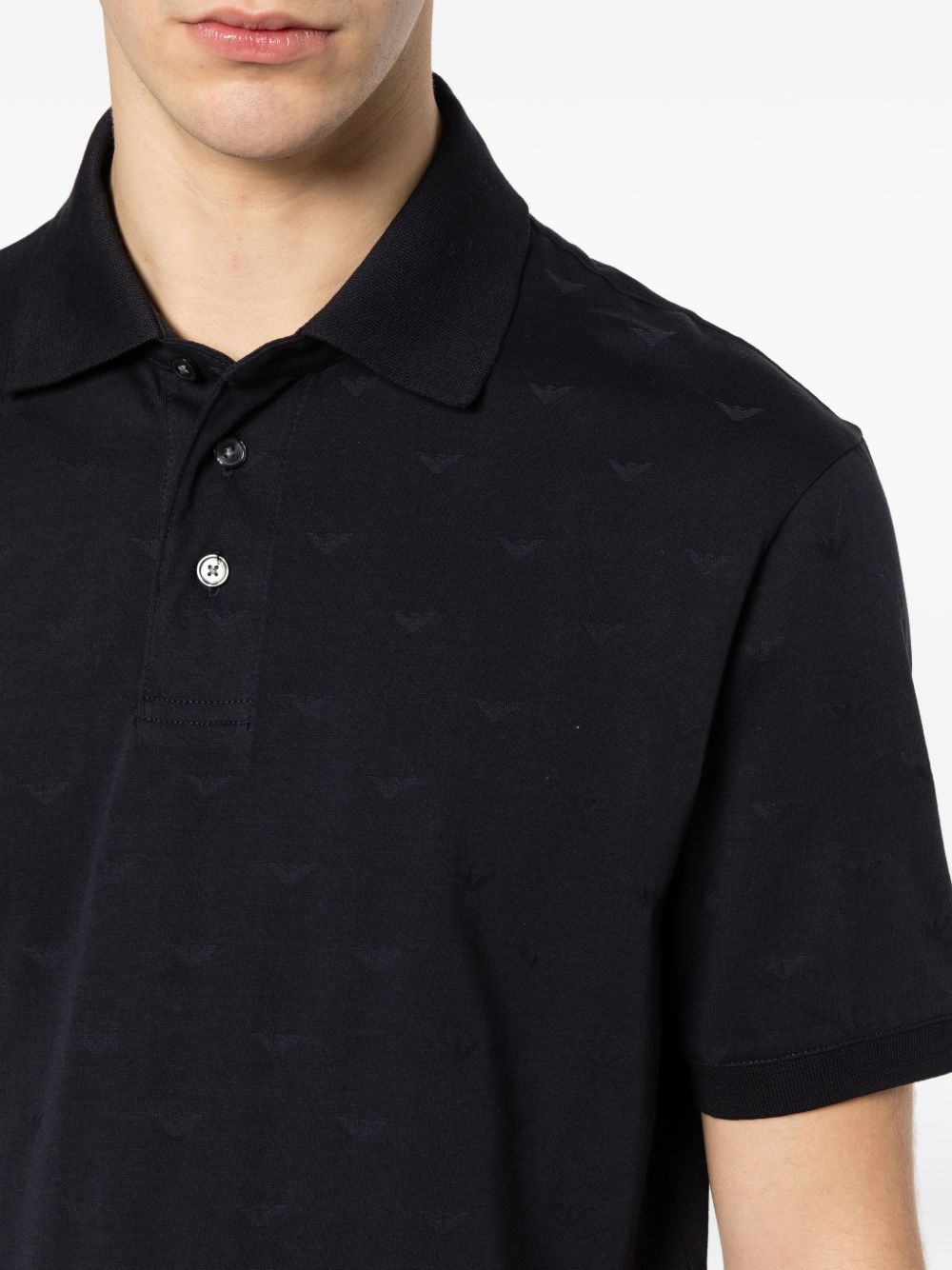Emporio Armani Piqué Polo met Geborduurd Logo in het Zwart-thumbmail-2