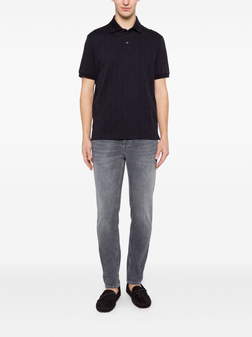 Emporio Armani Piqué Polo met Geborduurd Logo in het Zwart-thumbmail-3