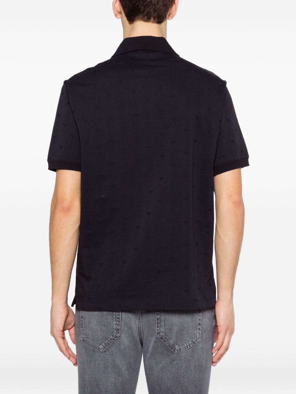 Emporio Armani Piqué Polo met Geborduurd Logo in het Zwart-thumbmail-4