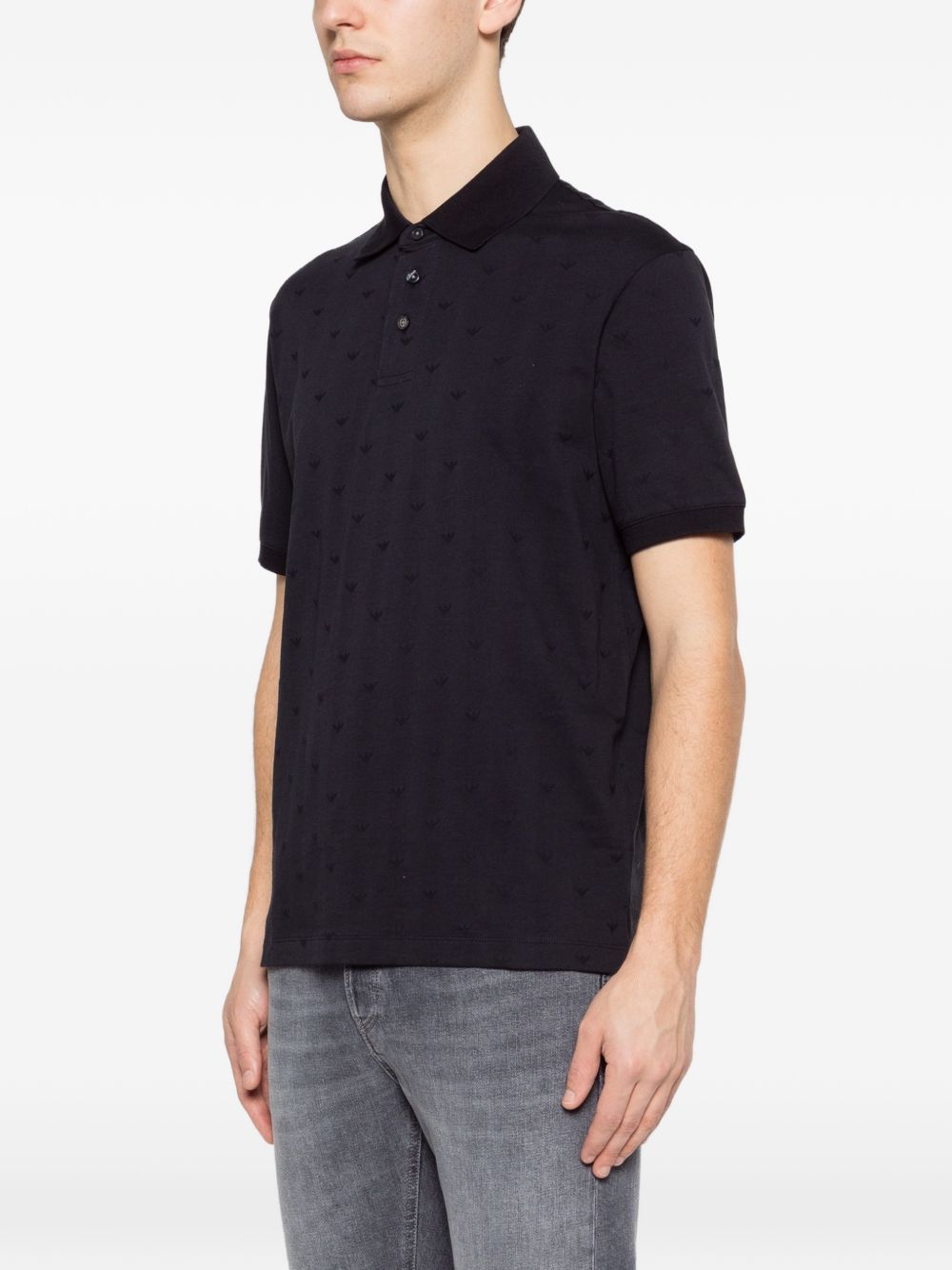 Emporio Armani Piqué Polo met Geborduurd Logo in het Zwart-thumbmail-5