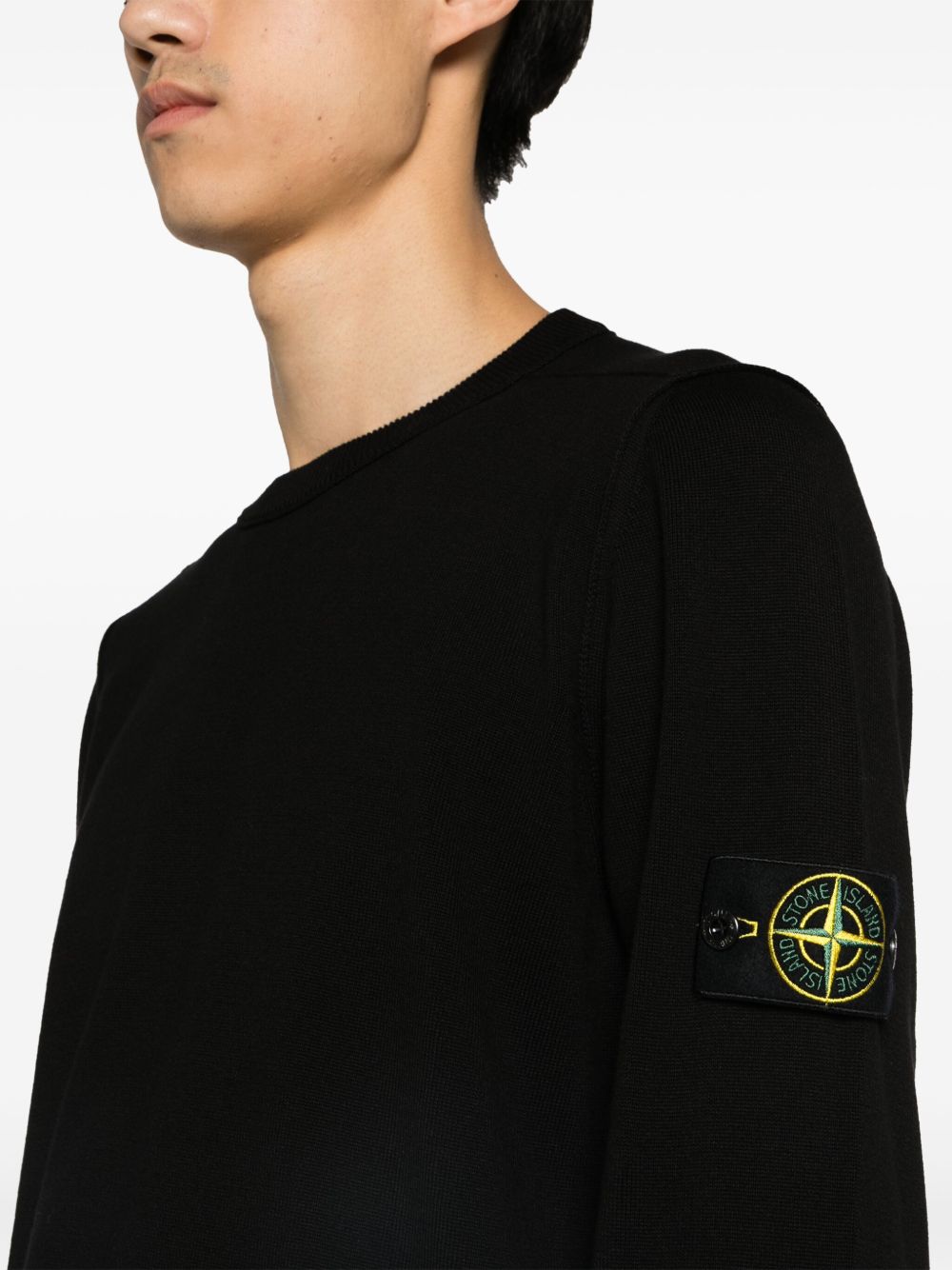 Stone Island Logo Patch Sweater Black Topwear Stone Island