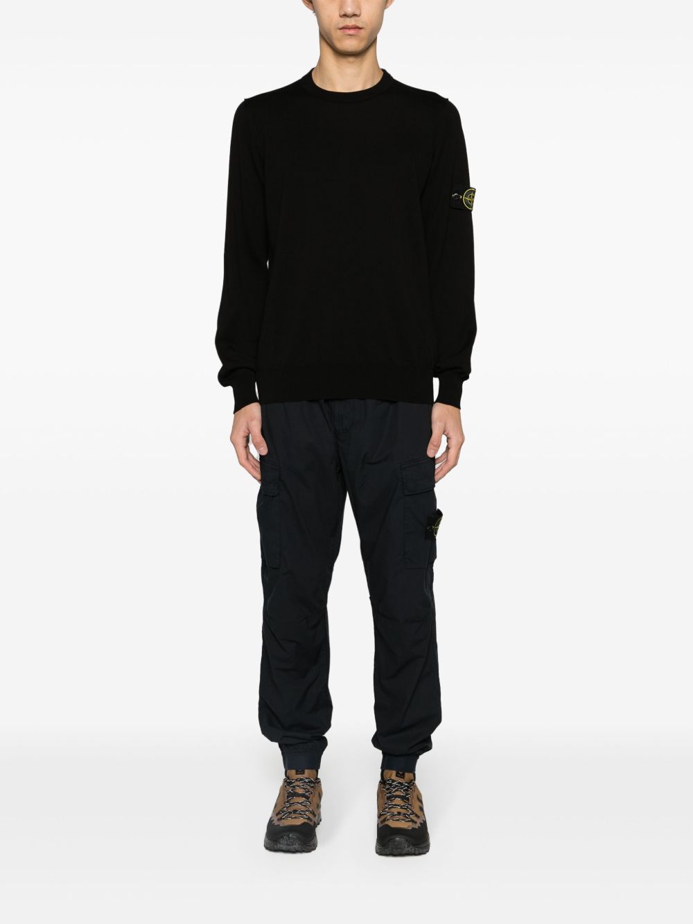 Stone Island Logo Patch Sweater Black Topwear Stone Island