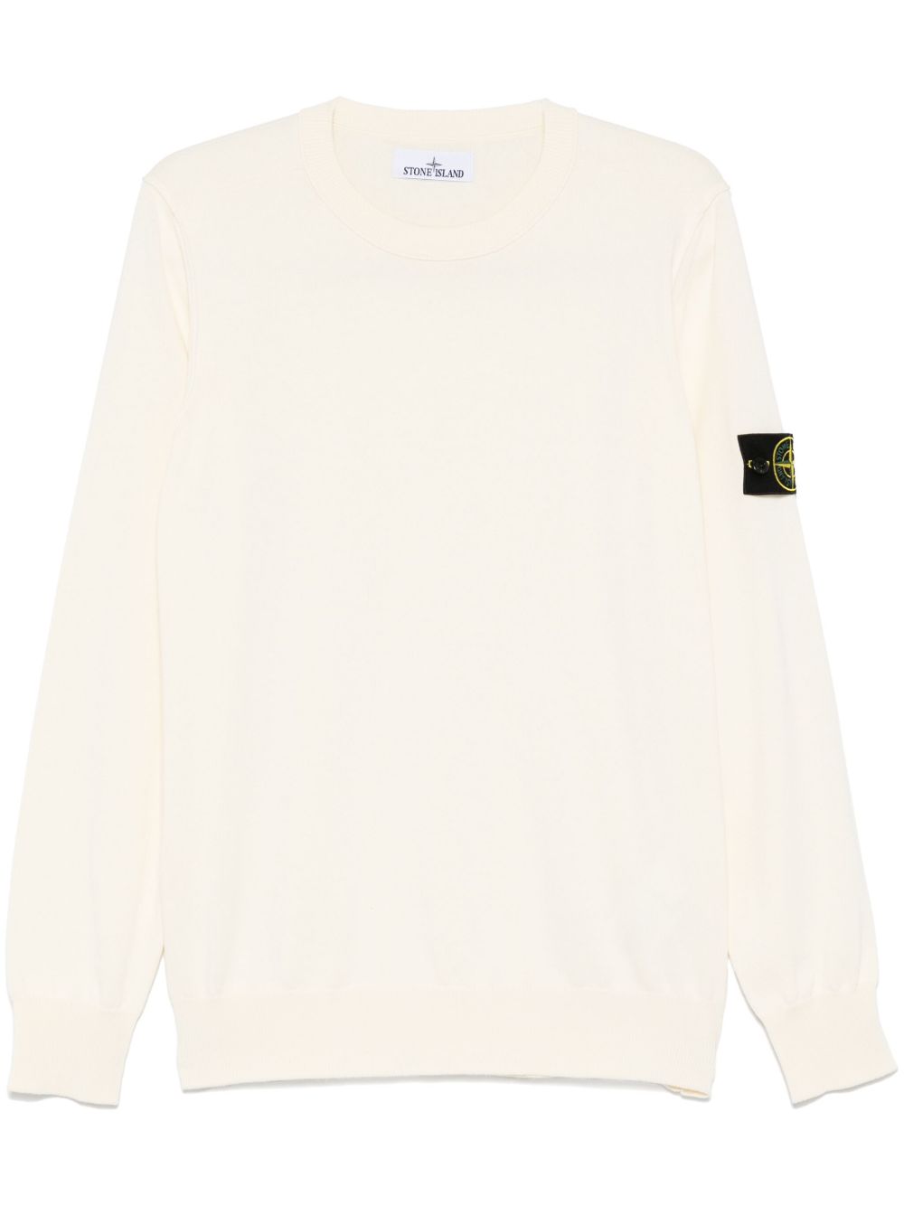 Stone Island Compass Patch Katoenen Trui Ivoor Topwear Stone Island