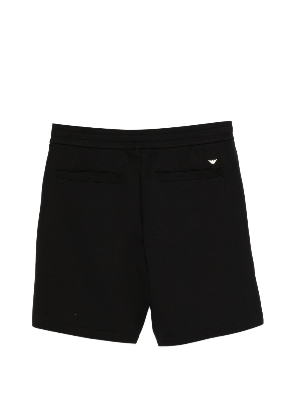 Achteraanzicht van de zwarte Emporio Armani short met rechte zoom