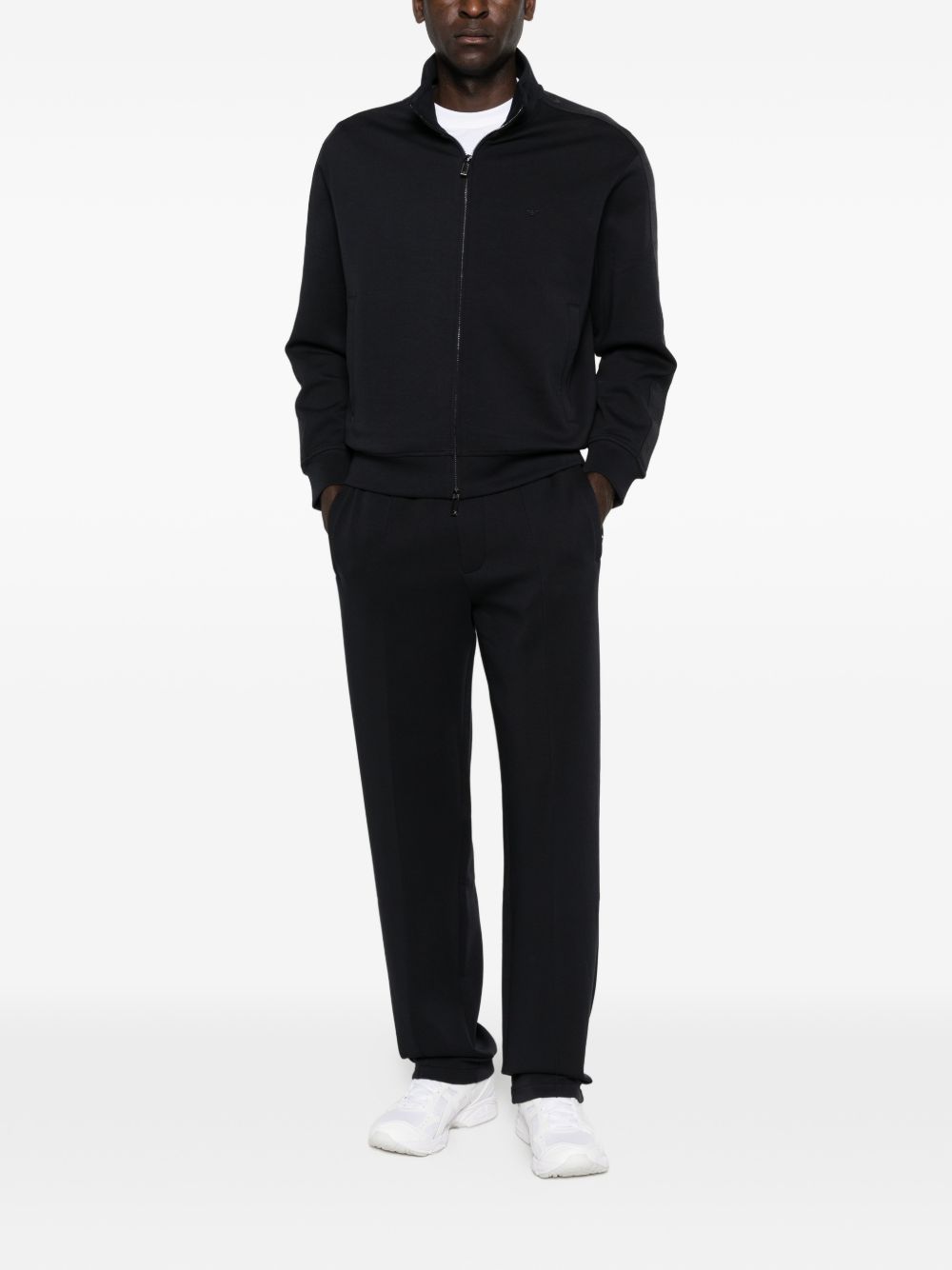 Emporio Armani Essential Sweatpants met Gestikte Naden Zwart Trousers Emporio Armani