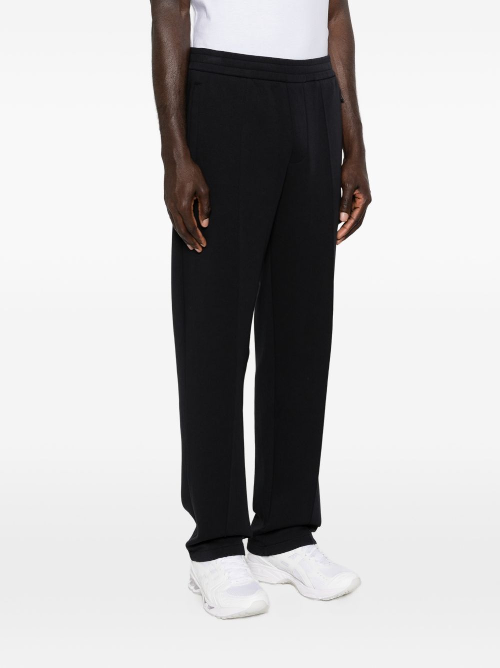 Emporio Armani Essential Sweatpants met Gestikte Naden Zwart Trousers Emporio Armani