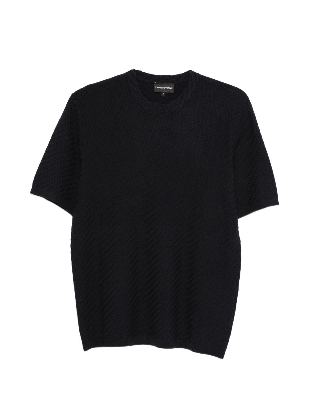 Emporio Armani Gebreid T-shirt met Textuur Marineblauw T-shirts Emporio Armani