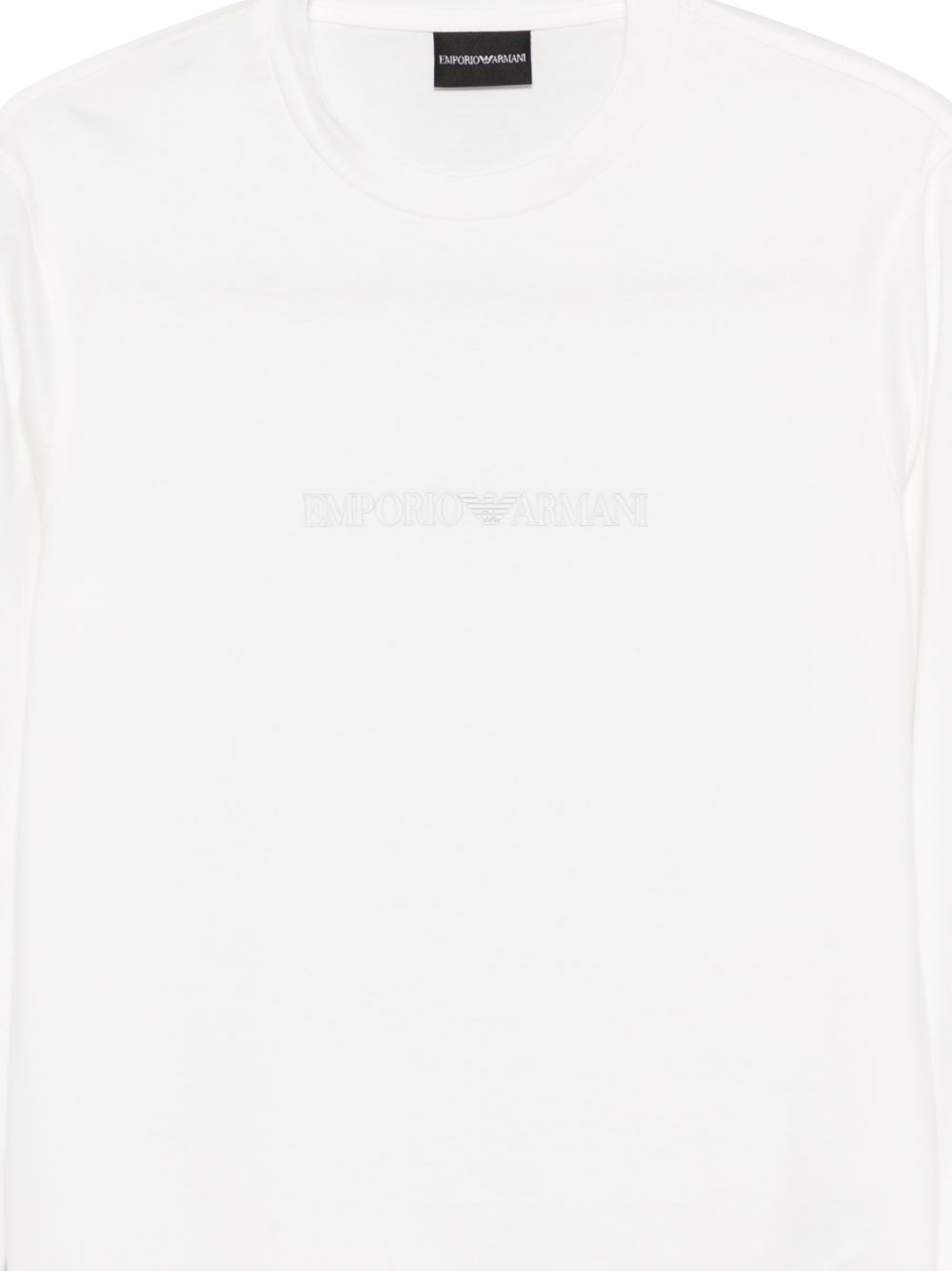 Emporio Armani Pima Katoenen Slim-Fit Longsleeve in het Wit Topwear Emporio Armani