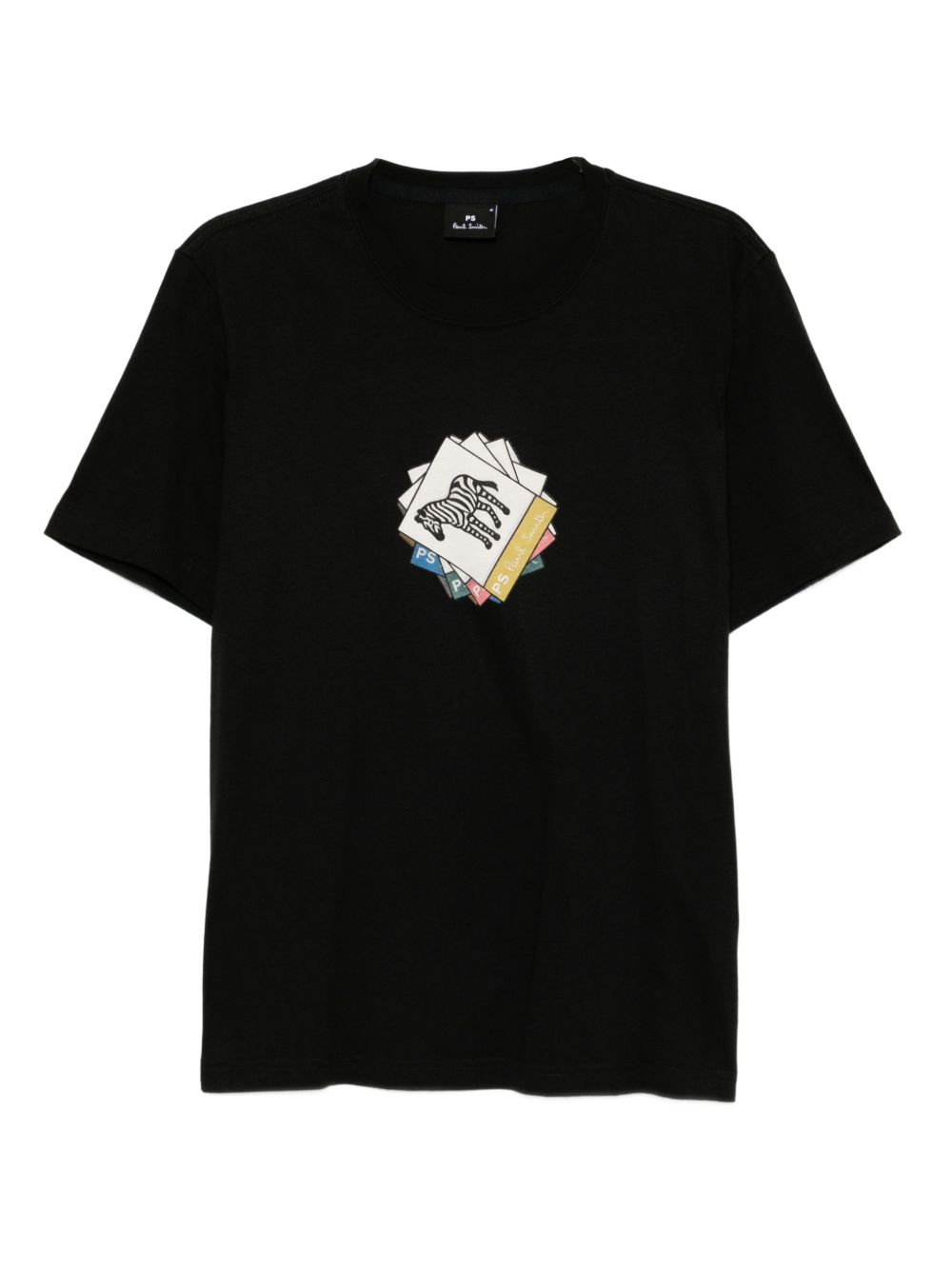 PS By Paul Smith Zebra Cards Organic Cotton T-shirt Zwart-thumbmail-1