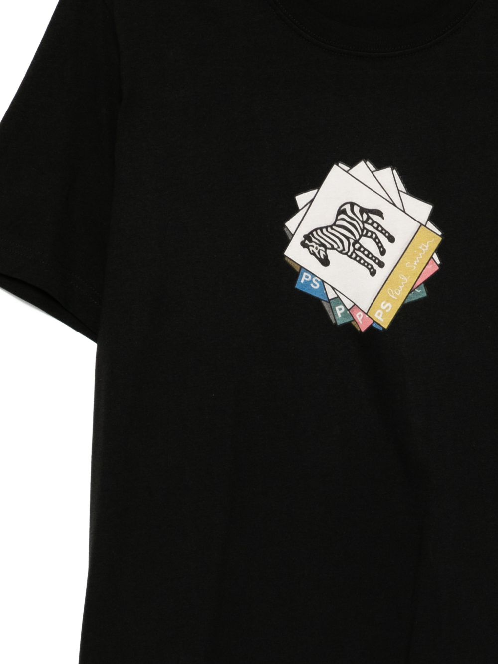 PS By Paul Smith Zebra Cards Organic Cotton T-shirt Zwart-thumbmail-2