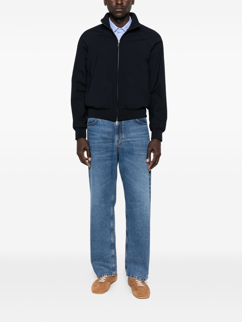 Emporio Armani Denim-Effect Linnen Katoenmix Overhemd Lichtblauw Shirts Emporio Armani
