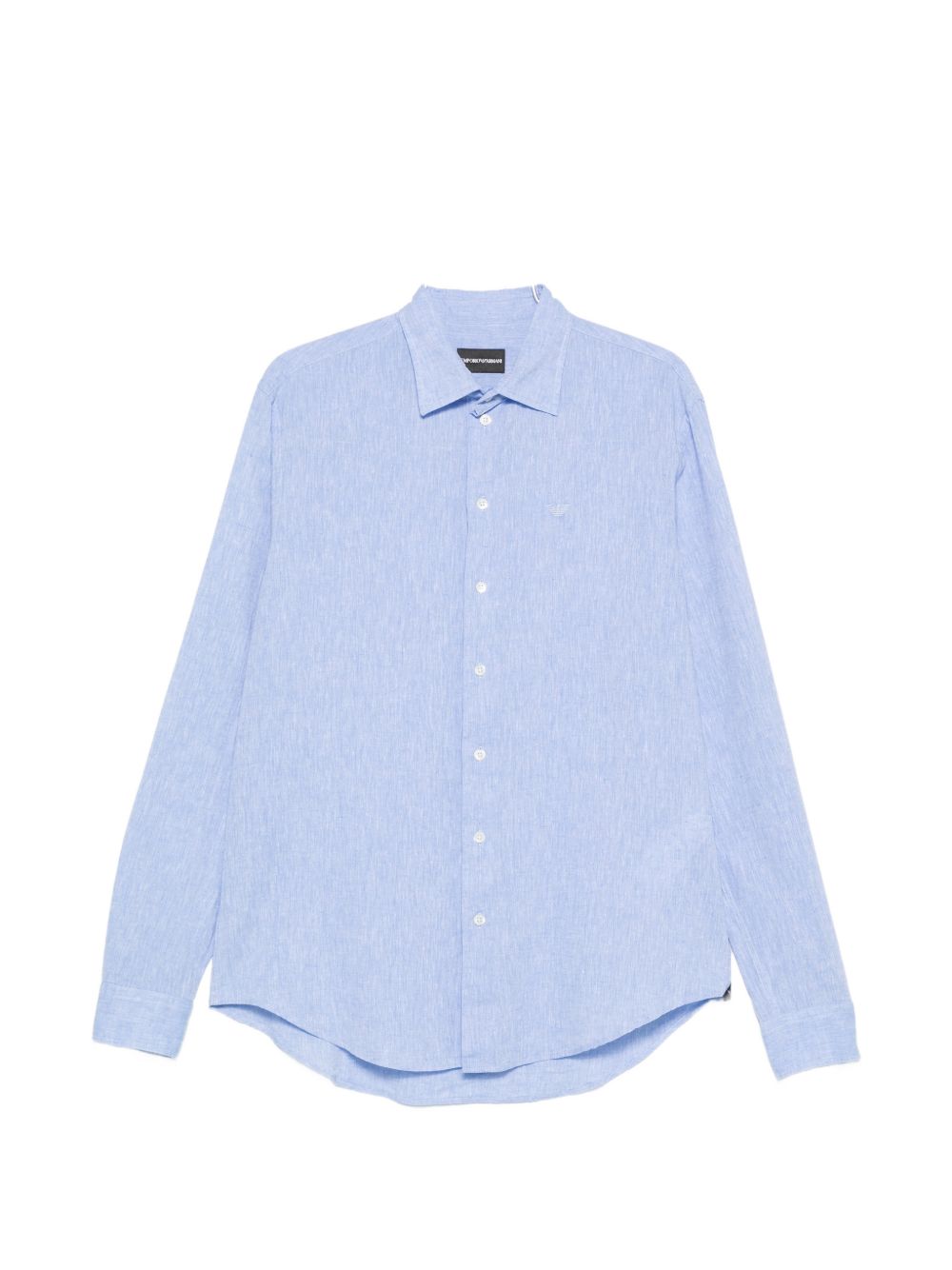 Emporio Armani Denim-Effect Linnen Katoenmix Overhemd Lichtblauw Shirts Emporio Armani