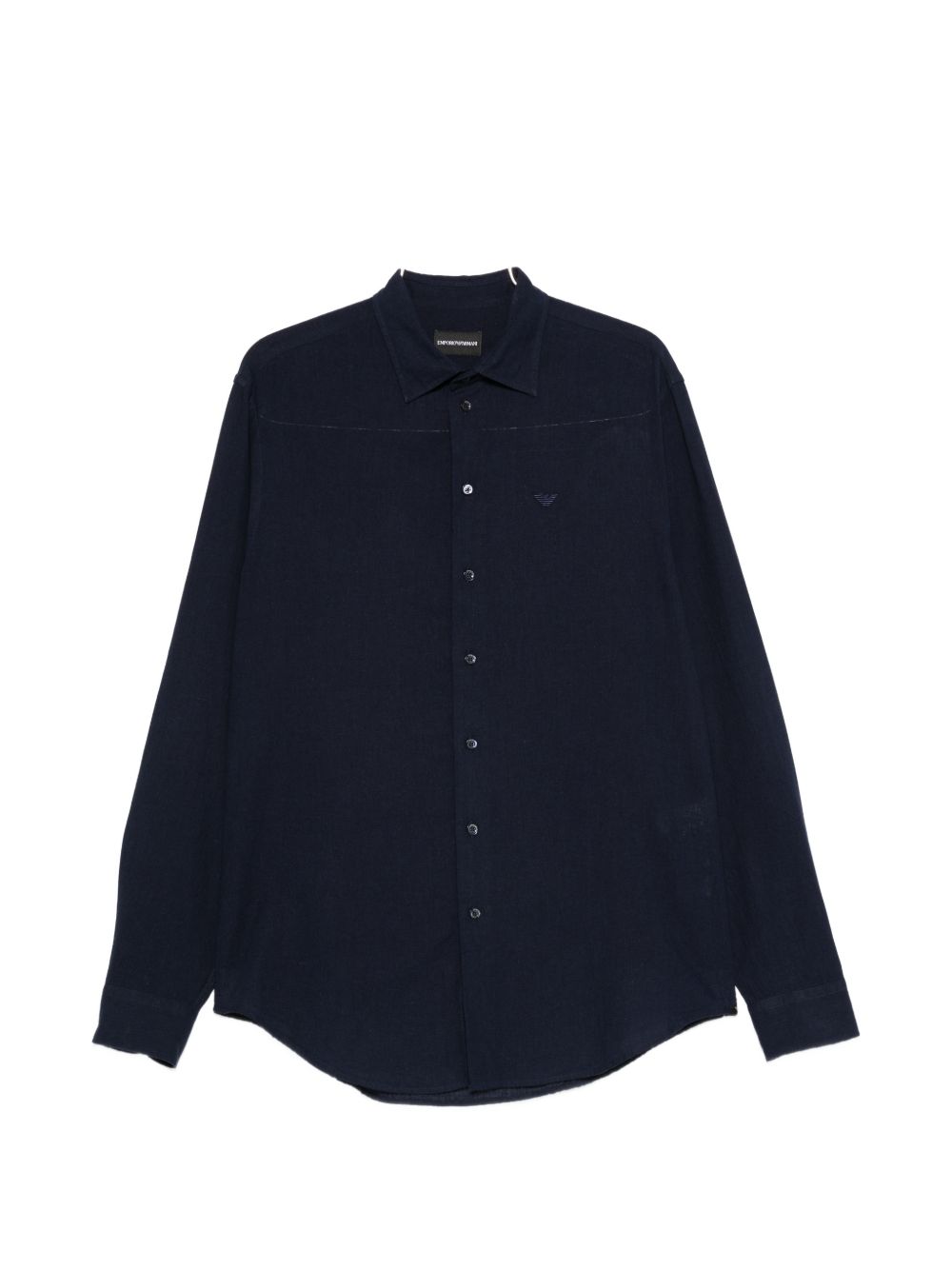 Emporio Armani Stretch Cotton Poplin Overhemd Donkerblauw Shirts Emporio Armani
