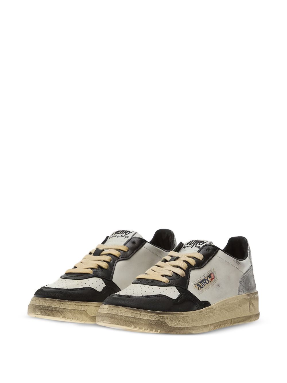 Autry Medalist Low Super Vintage Kalfsleer Sneakers Wit Zwart-thumbmail-4