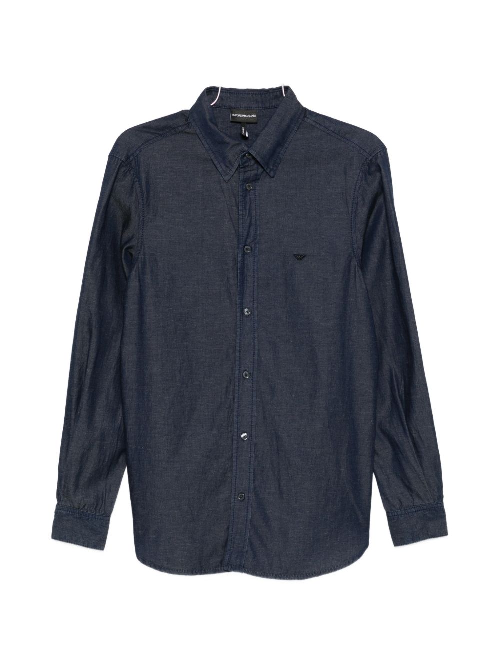 Emporio Armani navy denim-look overhemd vooraanzicht