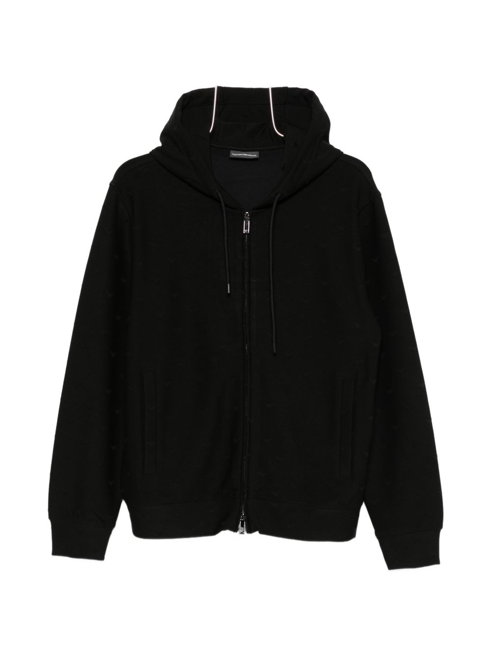 Emporio Armani Lyocell Katoenmix Full-Zip Hoodie Zwart Topwear Emporio Armani