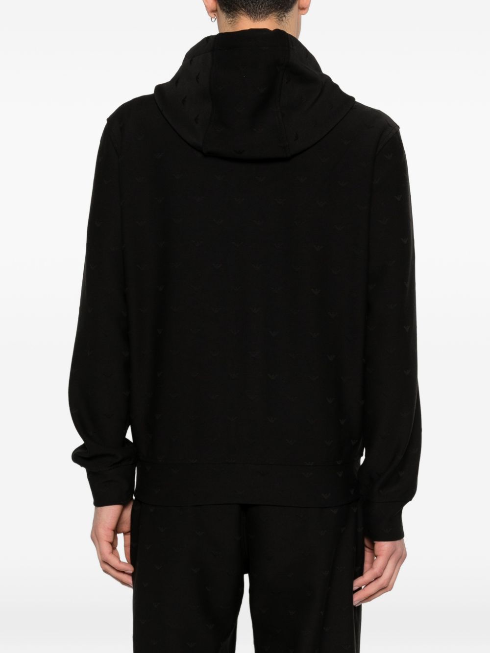 Emporio Armani Lyocell Katoenmix Full-Zip Hoodie Zwart Topwear Emporio Armani