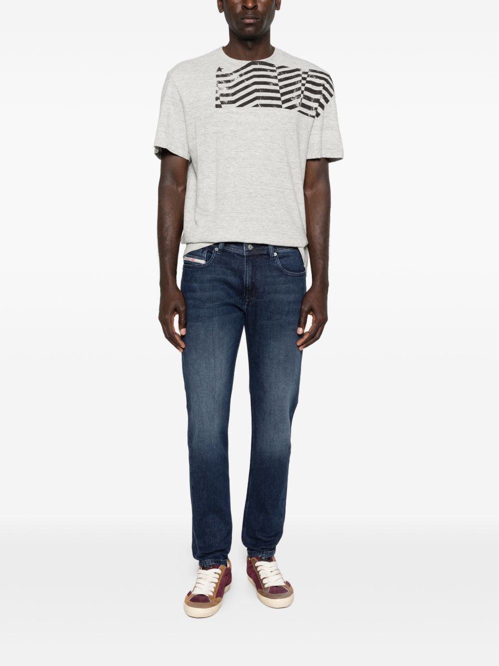 Golden Goose Katoenen Vlagprint T-shirt Grijs Gemeleerd Topwear Golden Goose