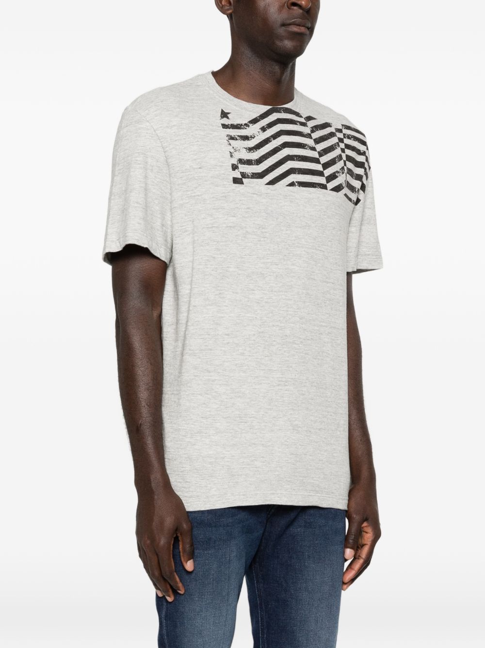 Golden Goose Katoenen Vlagprint T-shirt Grijs Gemeleerd Topwear Golden Goose
