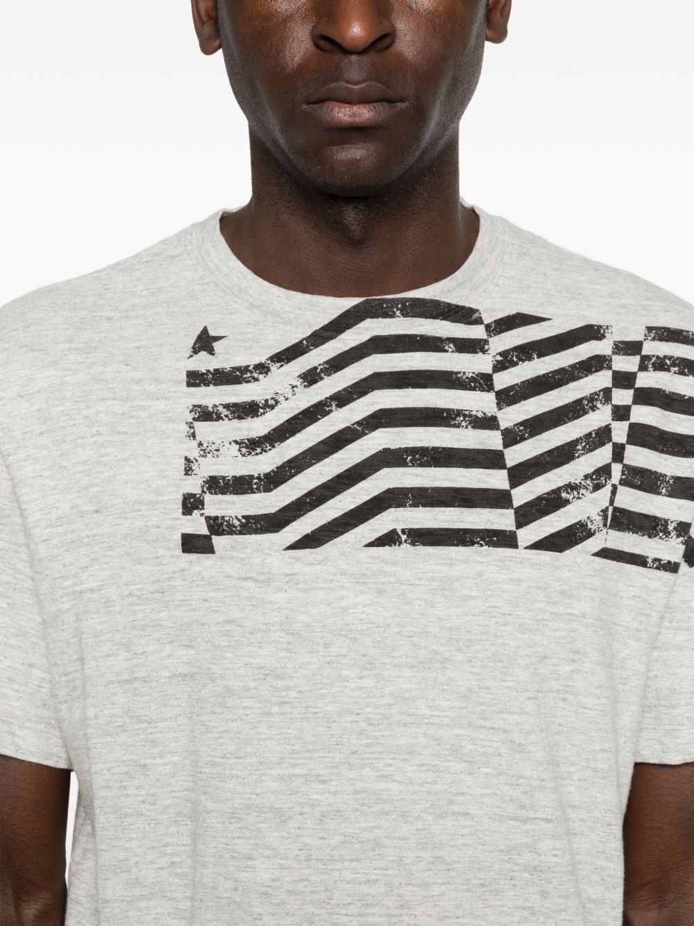 Golden Goose Katoenen Vlagprint T-shirt Grijs Gemeleerd Topwear Golden Goose