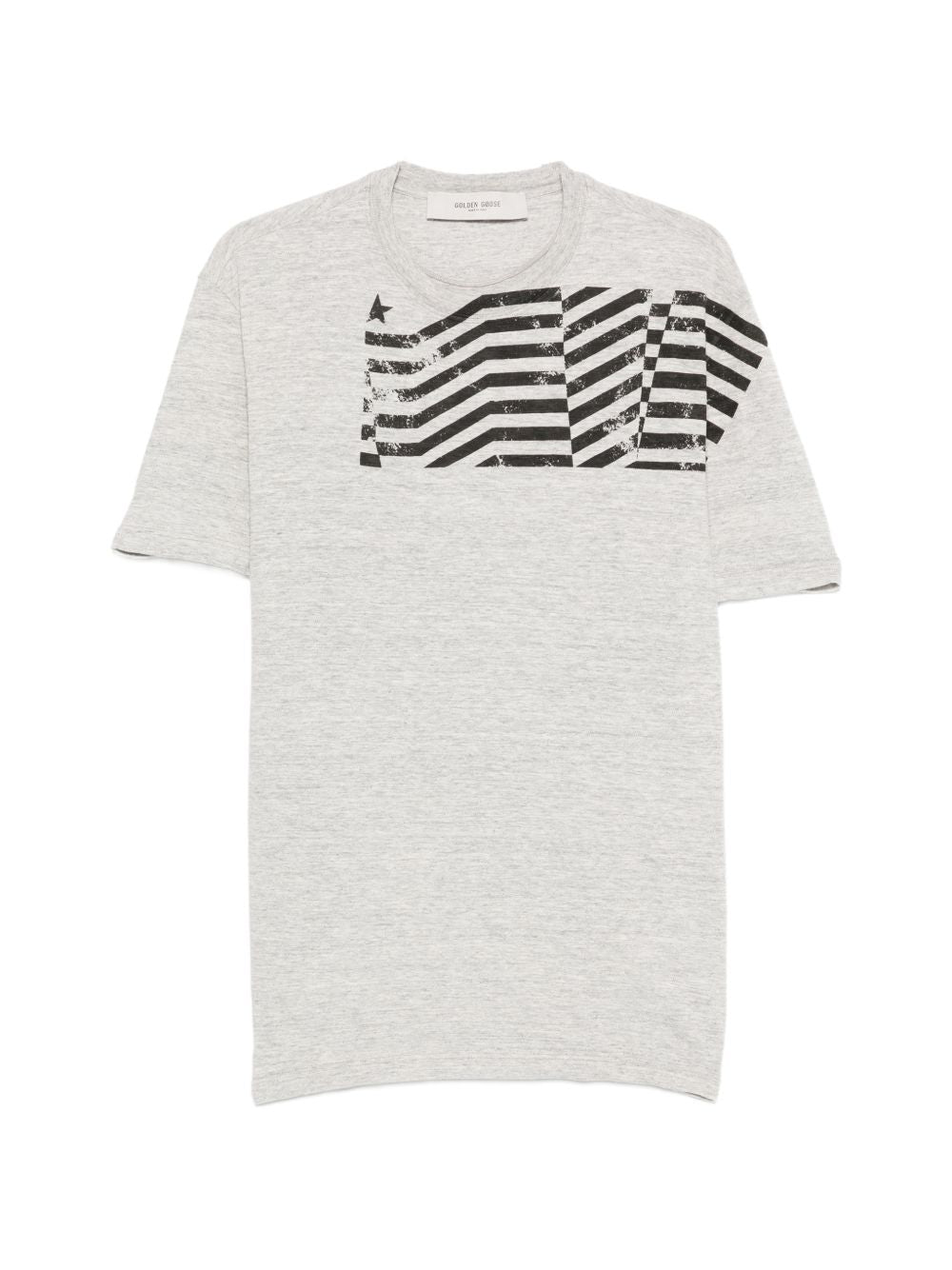 Golden Goose Katoenen Vlagprint T-shirt Grijs Gemeleerd Topwear Golden Goose