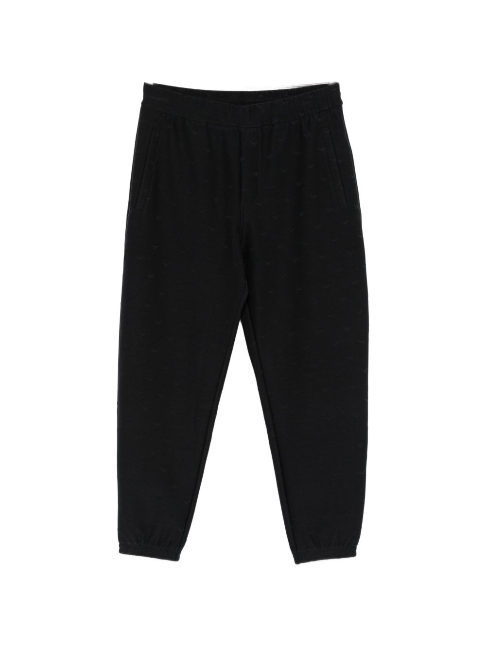 Emporio Armani Lyocell-Jacquard Joggers met Eagle-Motief Zwart