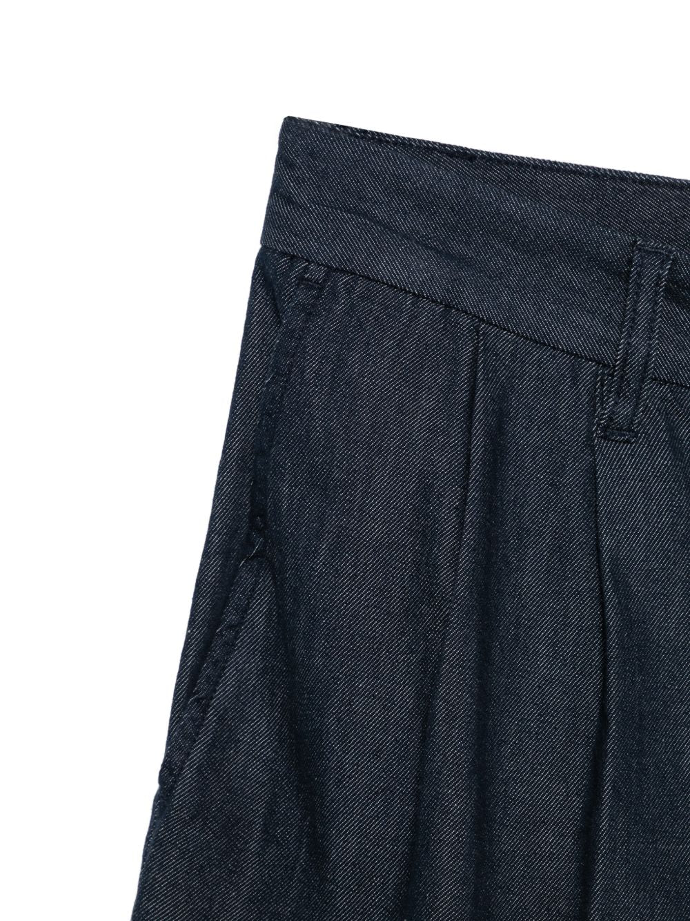 Emporio Armani denim bermuda short achteraanzicht met paspelzakken
