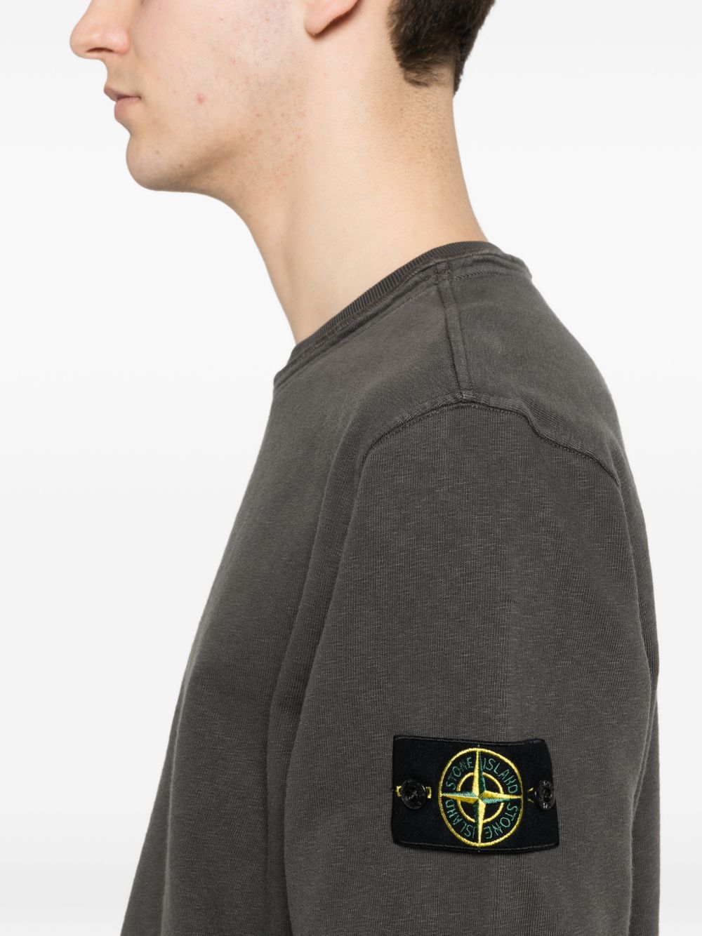 Stone Island Compass Malfilé Fleece Old Effect Sweater Grijs-thumbmail-3