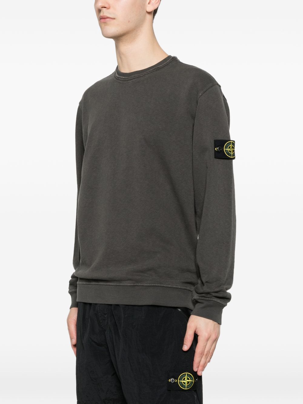 Stone Island Compass Malfilé Fleece Old Effect Sweater Grijs-thumbmail-5