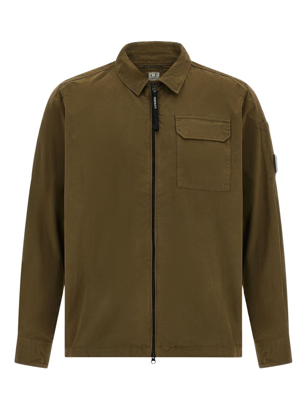 C.P. Company groen overshirt met lensdetail, vooraanzicht