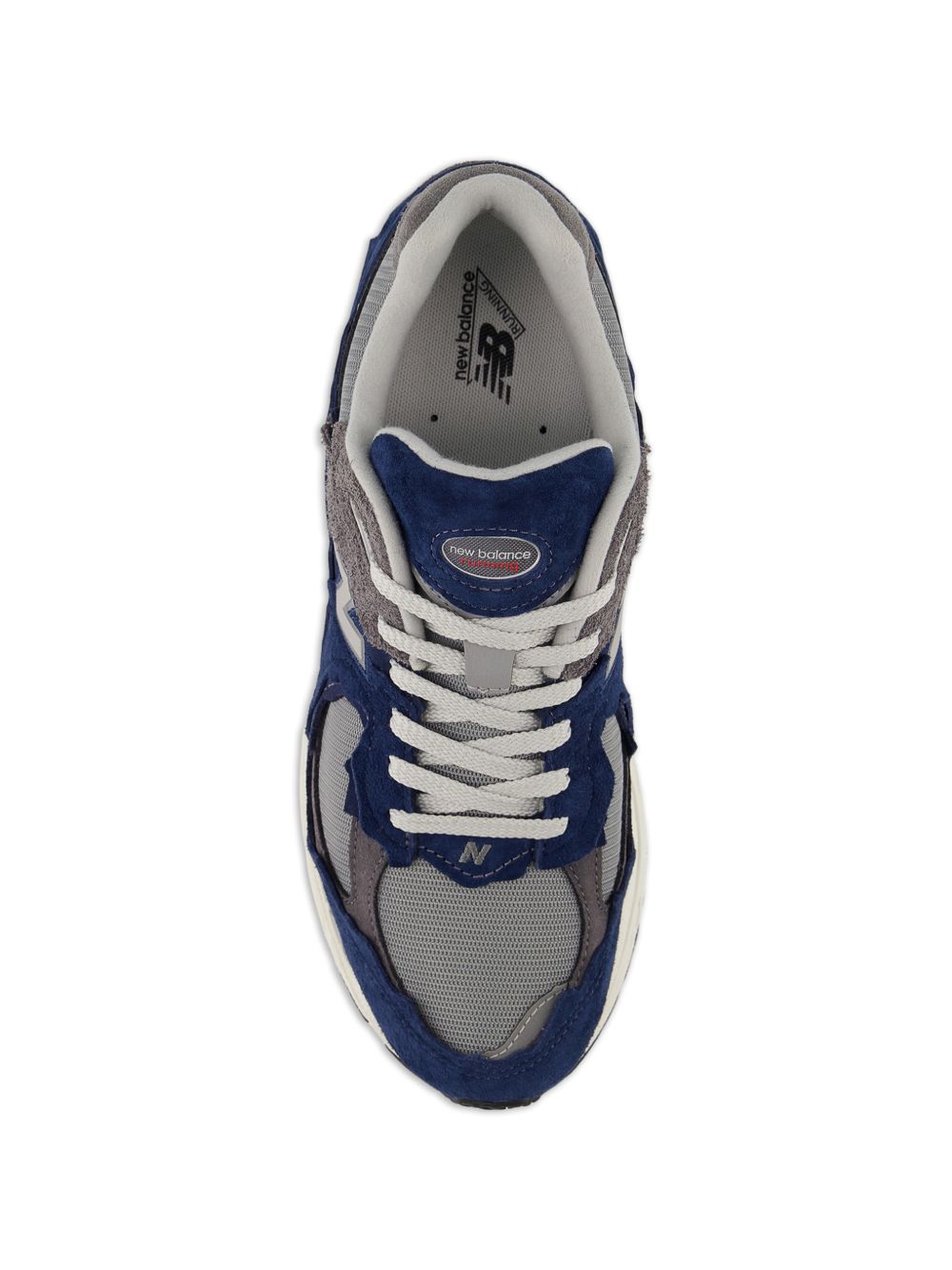 New Balance M2002D sneakers Navy Raincloud, detail van de gepaneelde constructie