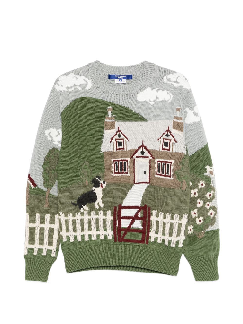 Junya Watanabe House Intarsia Sweater Groen-Grijs Multicolor