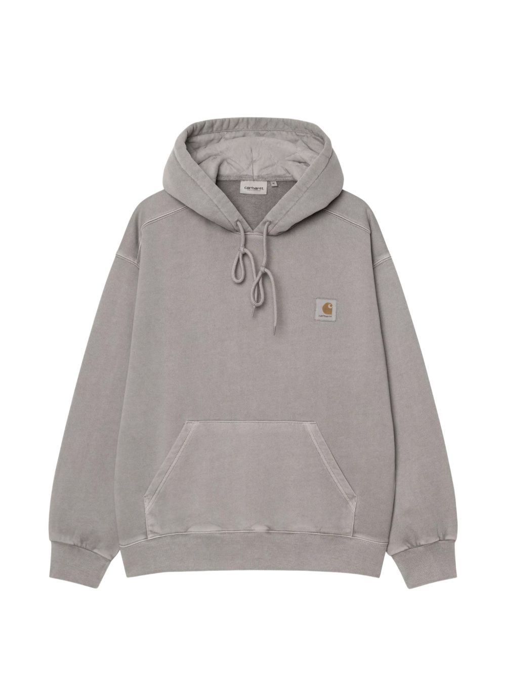 Warmgrijze Carhartt WIP Hooded Nelson hoodie met kangoeroezak, vooraanzicht